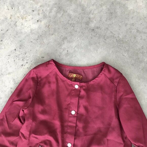 7 For All Mankind Seven Girls Kids Children’s Red Blouse Shirt Top 2T - Picture 2 of 11